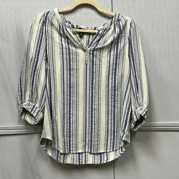 Chap’s Women’s 3/4 Sleeve Striped Top Size Small - Picture 2 of 4